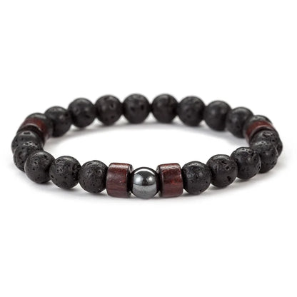 Volcanic Stone Bracelet - Lava Wooden Beads Bracelet Handmade