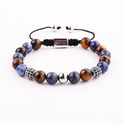 Roman Tiger Eye Stone Macrame Bangle Bracelet Set