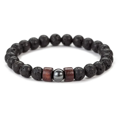 Volcanic Stone Bracelet - Lava Wooden Beads Bracelet Handmade