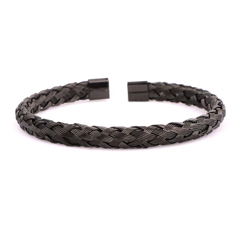 Roman Tiger Eye Stone Macrame Bangle Bracelet Set