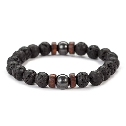 Volcanic Stone Bracelet - Lava Wooden Beads Bracelet Handmade
