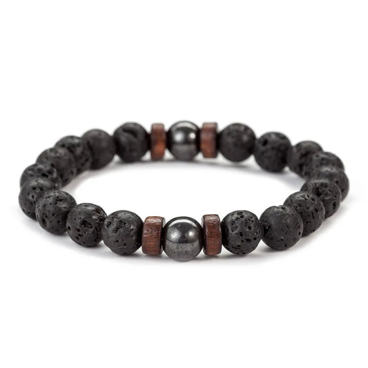 Volcanic Stone Bracelet - Lava Wooden Beads Bracelet Handmade